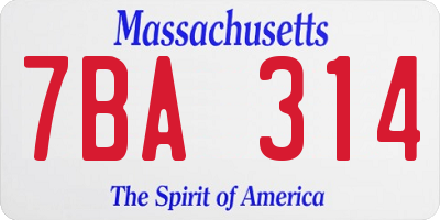 MA license plate 7BA314