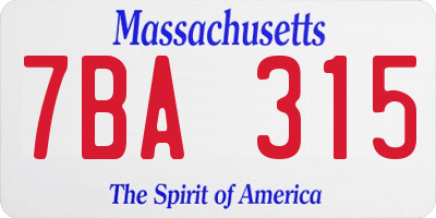 MA license plate 7BA315