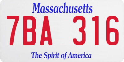 MA license plate 7BA316