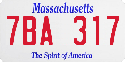 MA license plate 7BA317