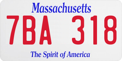 MA license plate 7BA318