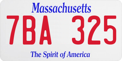 MA license plate 7BA325