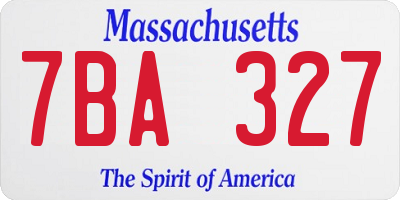 MA license plate 7BA327