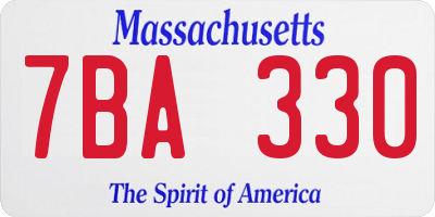 MA license plate 7BA330