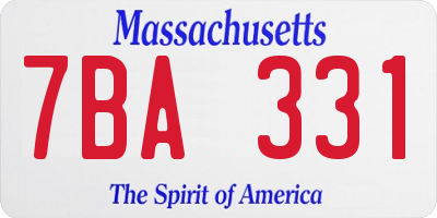 MA license plate 7BA331