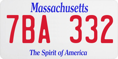 MA license plate 7BA332