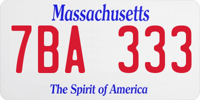 MA license plate 7BA333