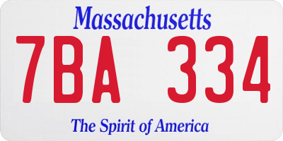 MA license plate 7BA334