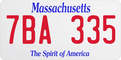 MA license plate 7BA335