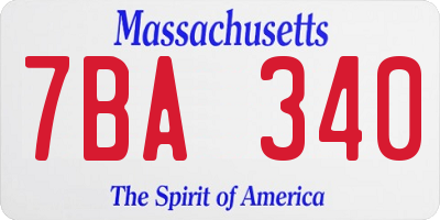 MA license plate 7BA340