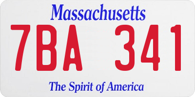 MA license plate 7BA341