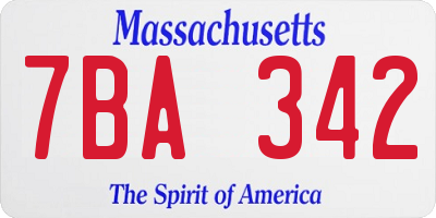 MA license plate 7BA342