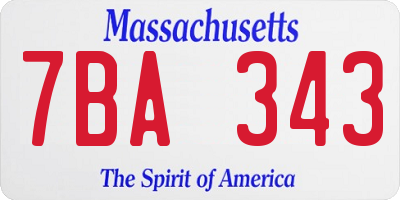 MA license plate 7BA343