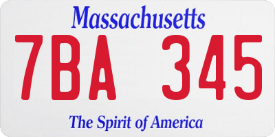 MA license plate 7BA345
