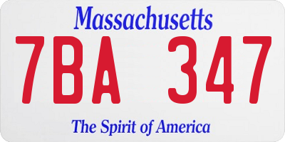MA license plate 7BA347