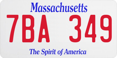 MA license plate 7BA349