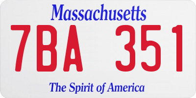 MA license plate 7BA351