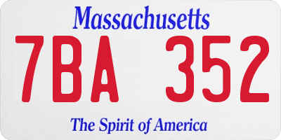 MA license plate 7BA352