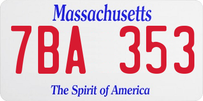 MA license plate 7BA353