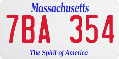 MA license plate 7BA354