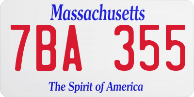 MA license plate 7BA355