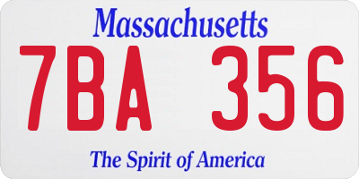 MA license plate 7BA356