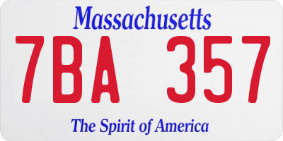 MA license plate 7BA357