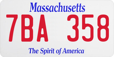 MA license plate 7BA358