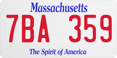 MA license plate 7BA359