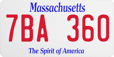 MA license plate 7BA360