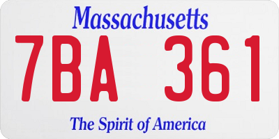 MA license plate 7BA361