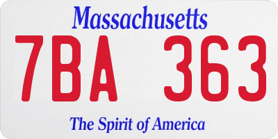 MA license plate 7BA363