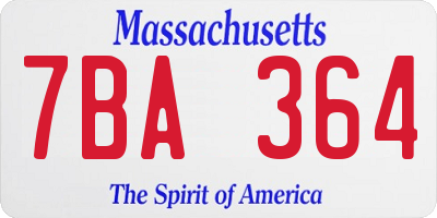 MA license plate 7BA364