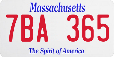 MA license plate 7BA365