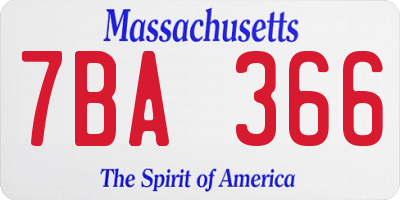 MA license plate 7BA366