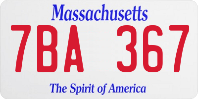MA license plate 7BA367