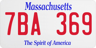 MA license plate 7BA369