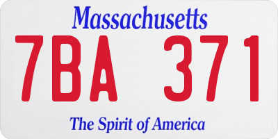 MA license plate 7BA371