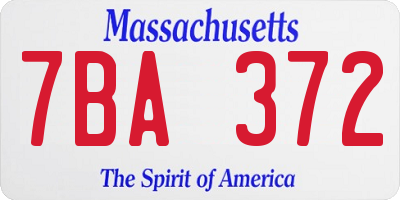 MA license plate 7BA372