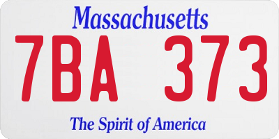 MA license plate 7BA373