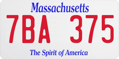 MA license plate 7BA375