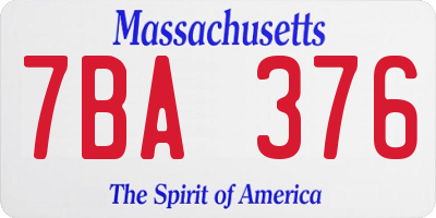 MA license plate 7BA376