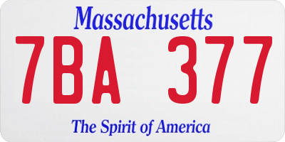 MA license plate 7BA377