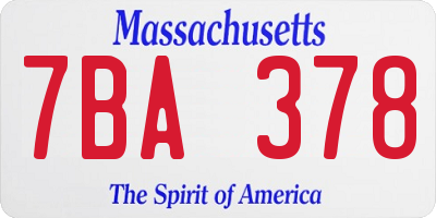 MA license plate 7BA378