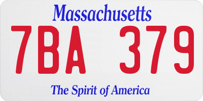 MA license plate 7BA379