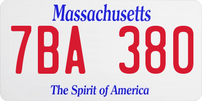 MA license plate 7BA380