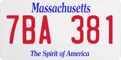 MA license plate 7BA381