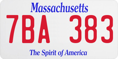 MA license plate 7BA383