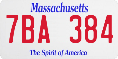 MA license plate 7BA384