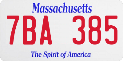 MA license plate 7BA385